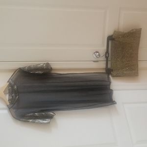 Daylight sheer/gold/black dress, in EUC